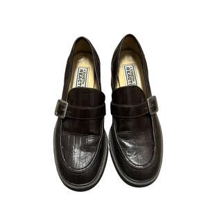 Vintage Kenneth Cole Reaction Brown Embossed Leather Loafers Size 7